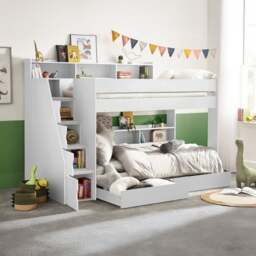 Tuscan - Single - Staircase Bunk Bed - White - Wooden - 3ft - Happy Beds - thumbnail 1
