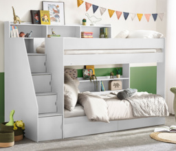Tuscan - Single - Staircase Bunk Bed - White - Wooden - 3ft - Happy Beds - thumbnail 3