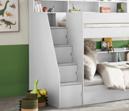 Tuscan - Single - Staircase Bunk Bed - White - Wooden - 3ft - Happy Beds - thumbnail 4