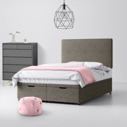 Small Single - Divan Bed and Cornell Plain Headboard - Dark Grey - Fabric - 2ft6 - Happy Beds - thumbnail 4