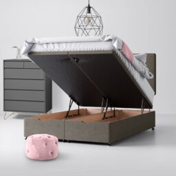 Small Single - Divan Bed and Cornell Plain Headboard - Dark Grey - Fabric - 2ft6 - Happy Beds - thumbnail 5