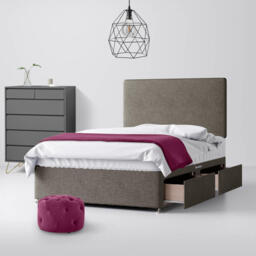 Small Single - Divan Bed and Cornell Plain Headboard - Dark Grey - Fabric - 2ft6 - Happy Beds - thumbnail 2