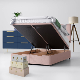 Single - Divan Bed and Cornell Plain Headboard - Pink - Velvet - 3ft - Happy Beds - thumbnail 4
