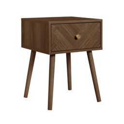 Herringford - 1 Drawer Bedside Table - Walnut - Wooden - Happy Beds - thumbnail 6