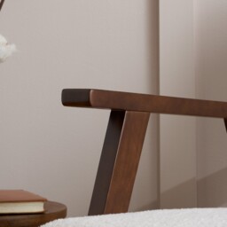 Ellwood – Boucle Armchair – White/Walnut – Wooden/Fabric – Happy Beds - thumbnail 3