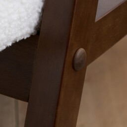 Ellwood – Boucle Armchair – White/Walnut – Wooden/Fabric – Happy Beds - thumbnail 5