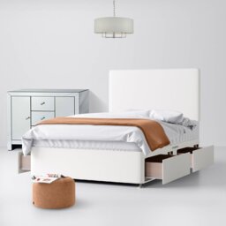 Single - Divan Bed and Cornell Plain Headboard - White - Fabric - 3ft - Happy Beds - thumbnail 3