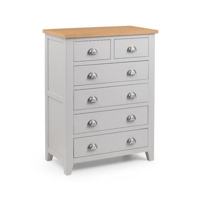 Richmond - 4+2 Drawer Chest - Grey/Oak - Wooden - Happy Beds - image 1