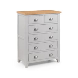 Richmond - 4+2 Drawer Chest - Grey/Oak - Wooden - Happy Beds - thumbnail 1