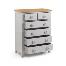 Richmond - 4+2 Drawer Chest - Grey/Oak - Wooden - Happy Beds - thumbnail 2