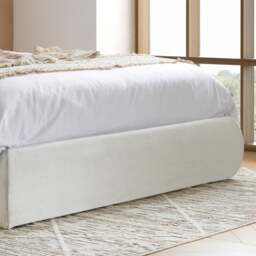 Lanis - King Size - Ottoman Storage Bed - Cream - Linen Fabric - 5ft - thumbnail 7