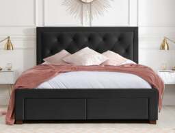 Woodbury - King Size - 4 Drawer Storage Bed - Black - Velvet - 5ft - Happy Beds - thumbnail 6