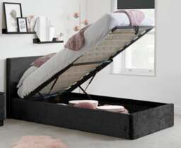 Berlin - Double - Ottoman Storage Bed - Black - Crushed Velvet - Double - Happy Beds - thumbnail 2
