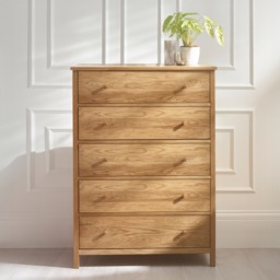 Coxmoor – 5-Drawer Chest of Drawers – Oak – Wooden - Happy Beds