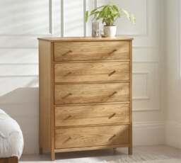 Coxmoor – 5-Drawer Chest of Drawers – Oak – Wooden - Happy Beds - thumbnail 3