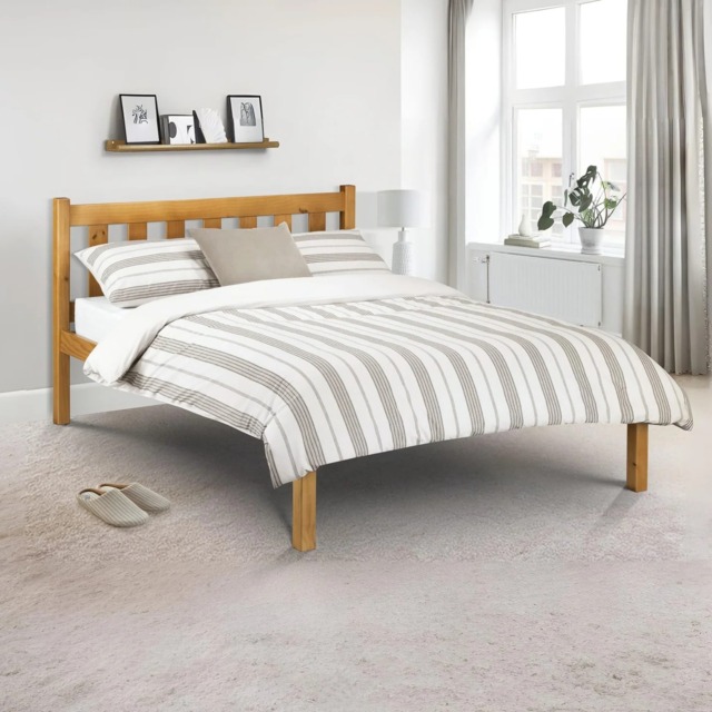 Poppy - Double - Solid Pine Bed - Pine - Wooden - Low Foot-End - 4ft6 - Happy Beds - image 1