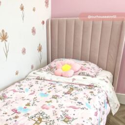 Marlow - Single - Low Foot-End Kids’ Bed - Pink - Velvet - 3ft - Happy Beds - thumbnail 2