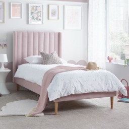 Marlow - Single - Low Foot-End Kids’ Bed - Pink - Velvet - 3ft - Happy Beds - thumbnail 1