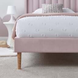 Marlow - Single - Low Foot-End Kids’ Bed - Pink - Velvet - 3ft - Happy Beds - thumbnail 6