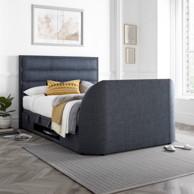 Kirkley - Super King Size - Ottoman Storage TV Bed - Slate Grey - Fabric - 6ft