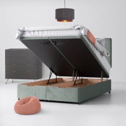 Small Double - Divan Bed and Cornell Plain Headboard - Light Grey - Velvet - 4ft - Happy Beds - thumbnail 4