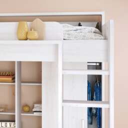 Higher - Single - Kids High Sleeper Bed - White - Wood - 3ft - Happy Beds - thumbnail 3