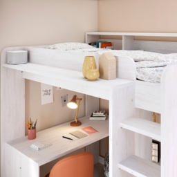 Higher - Single - Kids High Sleeper Bed - White - Wood - 3ft - Happy Beds - thumbnail 4