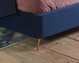 Lottie - Double - Ottoman Bed Frame - Blue - Velvet - 4FT6 - Happy Beds - thumbnail 7