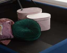 Lottie - Double - Ottoman Bed Frame - Blue - Velvet - 4FT6 - Happy Beds - thumbnail 5