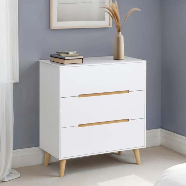 Alicia - 3 Drawer Bedside Table - White/Oak - Wooden - Happy Beds - image 1