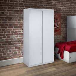 Jupiter - 2 Door Wardrobe - White - Wooden - Happy Beds - thumbnail 1