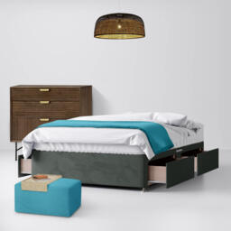 Small Double - Divan Bed - With Storage - Dark Grey - Velvet - 4ft - Happy Beds - thumbnail 3