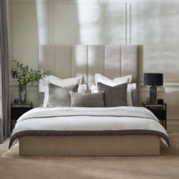 Miley - King Size - Tall Ottoman Storage Bed - Taupe - Fabric - 5ft - thumbnail 3