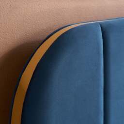 Rowan - Double - Low Foot-End Bed - Blue/Gold - Velvet - 4ft6 - thumbnail 4