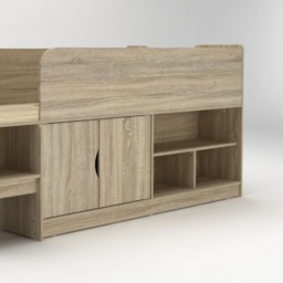 Kudl - Single - Mid Sleeper with Drawers and Shelves - Grey Oak - Wooden - 3ft - Happy Beds - thumbnail 6