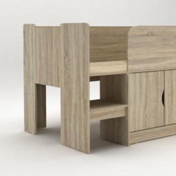 Kudl - Single - Mid Sleeper with Drawers and Shelves - Grey Oak - Wooden - 3ft - Happy Beds - thumbnail 5