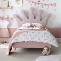 Princess - Kids’ Bed - Pink - Velvet - 3ft - Happy Beds