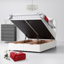 Single - Divan Bed and Dudley Lined Headboard - White - Fabric - 3ft - Happy Beds - thumbnail 5