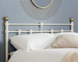 Atlas - Single - Cream & Brass Metal Bed Frame - Single - Happy Beds - thumbnail 3