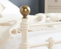 Atlas - Single - Cream & Brass Metal Bed Frame - Single - Happy Beds - thumbnail 5