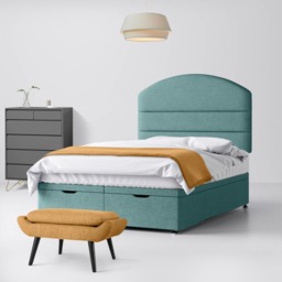 King Size - Divan Bed and Dudley Lined Headboard - Duck Egg Blue - Fabric - 5ft - Happy Beds - thumbnail 5