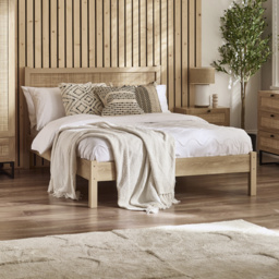 Padstow - King Size - Rattan Bed - Oak - Wooden - 5ft - Happy Beds