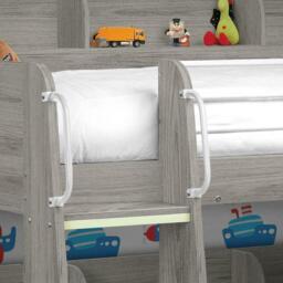 Domino - Single -Kids Bunk Bed with Storage - Grey - Wood and Metal - 3ft - Happy Beds - thumbnail 2