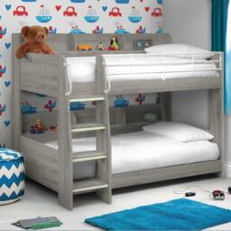 Domino - Single -Kids Bunk Bed with Storage - Grey - Wood and Metal - 3ft - Happy Beds - thumbnail 1