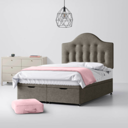 Small Double - Divan Bed and Victor Buttoned Headboard - Dark Grey - Fabric - 4ft - Happy Beds - thumbnail 4