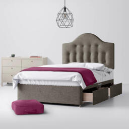 Small Double - Divan Bed and Victor Buttoned Headboard - Dark Grey - Fabric - 4ft - Happy Beds - thumbnail 2