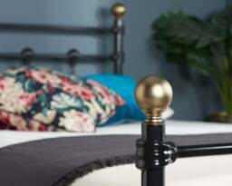 Atlas - Single -Black Metal Bed Frame with Antique Brass Finials - Single - Happy Beds - thumbnail 7