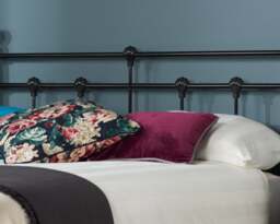 Atlas - Small Double - Black Metal Bed Frame with Antique Brass Finials - Small Double - Happy Beds - thumbnail 3