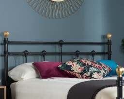 Atlas - Small Double - Black Metal Bed Frame with Antique Brass Finials - Small Double - Happy Beds - thumbnail 2