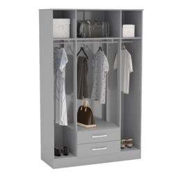 Lynx - 4+2 Drawer Wardrobe With Mirror - Grey - Mirror/Wooden - Happy Beds - thumbnail 3
